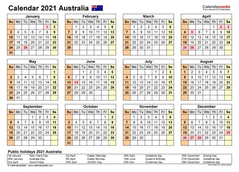 2021 Financial Calendar Australia - Template Calendar Design