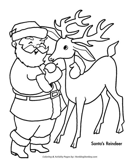 Santa's Reindeer Coloring Pages - Santa's with one of his Reindeer ...