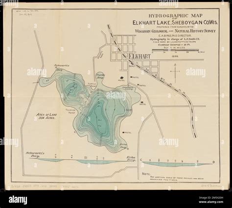 Hydrographic map of Elkhart Lake, Sheboygan Co. Wis.. Also shows hotels ...