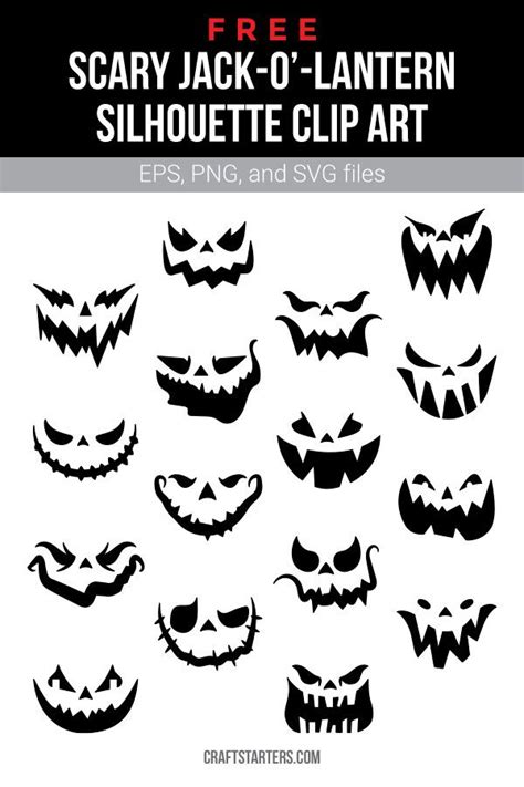 scary jack - o'lanterns silhouette clip art for the halloween pumpkins ...