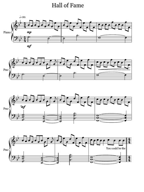 Hall of Fame Paino Sheet Music | PDF