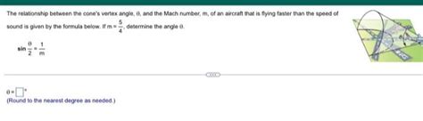 Solved The relationship between the cone's vertex angle, e, | Chegg.com