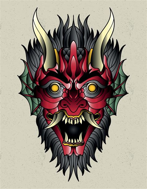 demon neo traditional tattoo art 6398893 Vector Art at Vecteezy