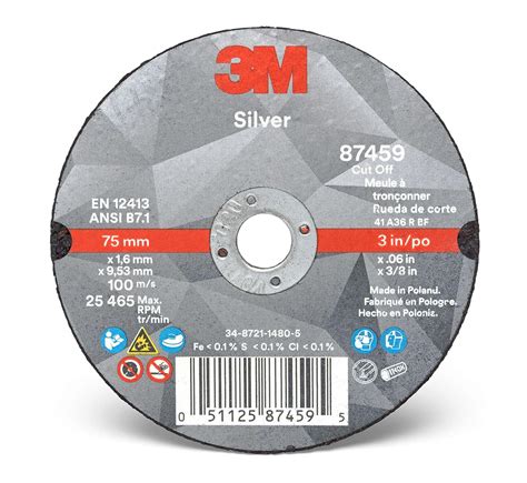 3M Abrasives Systems Division Silver Cut-Off Wheel - 3" - Case of 50 ...