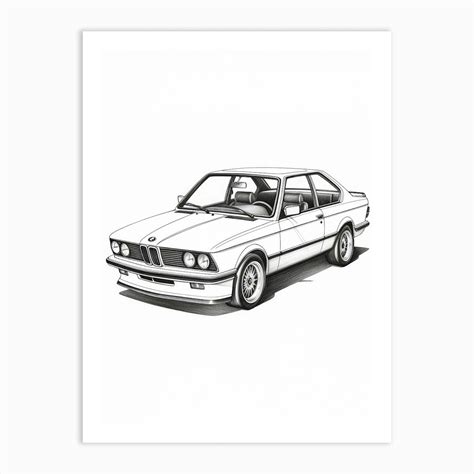 Bmw 325 Is Line Drawing 1 Art Print by RetroRides Gallery - Fy