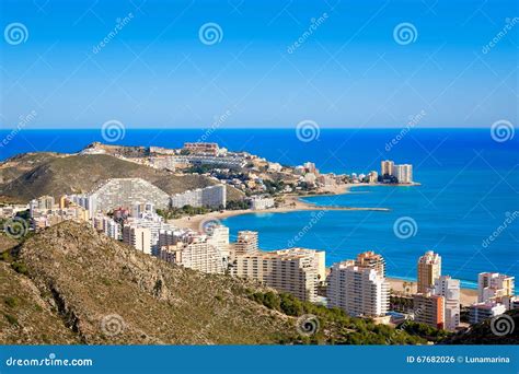 Cullera Beach Aerial with Skyline of Village Valencia Stock Photo ...