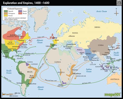 Exploration and colonization of European Empires 1400-1600 [2500 × 2014 ...