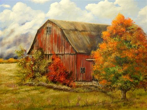 Autumn Storm Original | Barn painting, Farm scene painting, Red barn ...