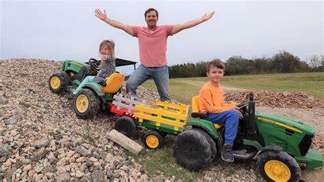 Playing with tractors in the rocks and mud | Tractors for kids - YouTube