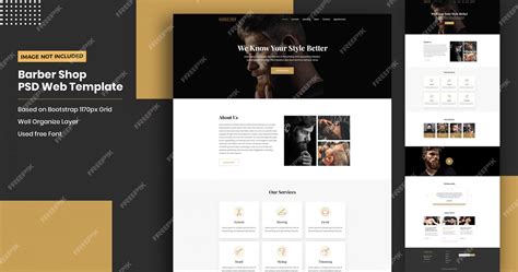 Premium PSD | Barber shop website landing page template