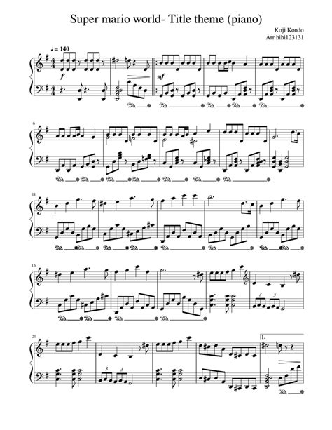 Super Mario World- Title theme (piano) Sheet music for Piano (Solo ...