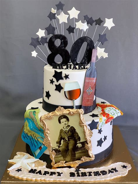 80th Birthday cake — Skazka Desserts Bakery NJ – Custom Birthday Cakes ...