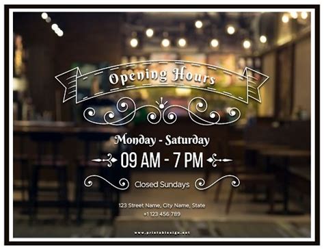 Restaurant Hours Sign | Download - Free Printable Signs