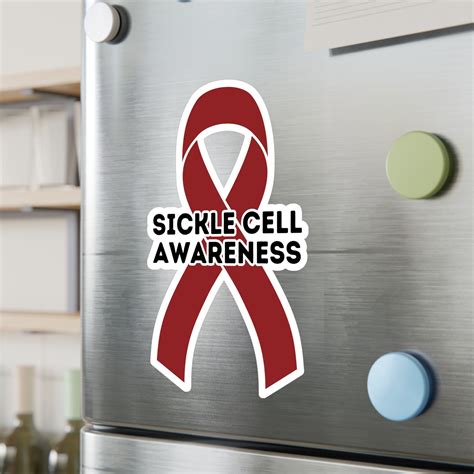 Sickle Cell Awareness Ribbon Vinyl Decal, Burgundy Awareness Ribbon ...