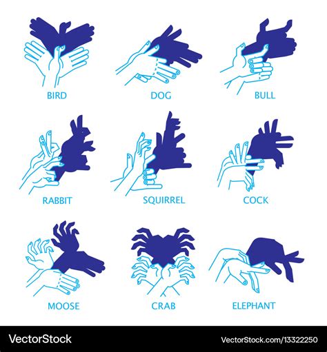 Shadow hand puppets isolated on a white background