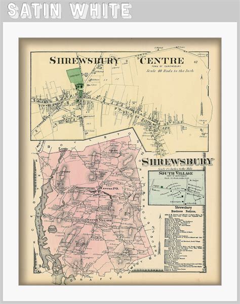 Town of SHREWSBURY, Massachusetts 1870 Map