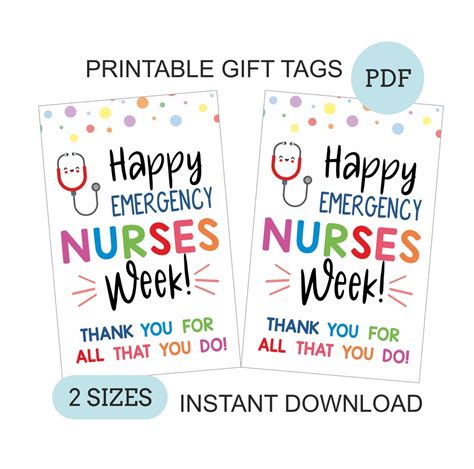 Emergency Nurses Week Gift Tags Printable / ER Nurse Week Tag - Etsy