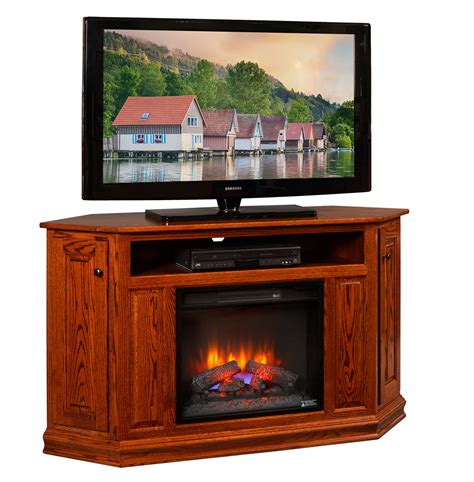 Corner TV Stand with 23" Fireplace Insert - Amish Furniture Connections ...