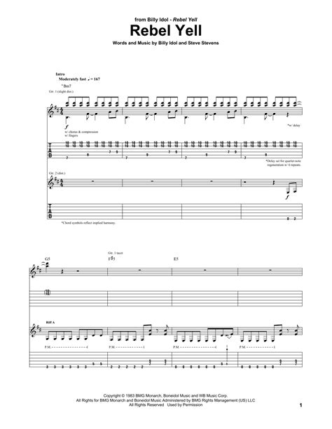 Rebel Yell by Billy Idol - Guitar Tab - Guitar Instructor