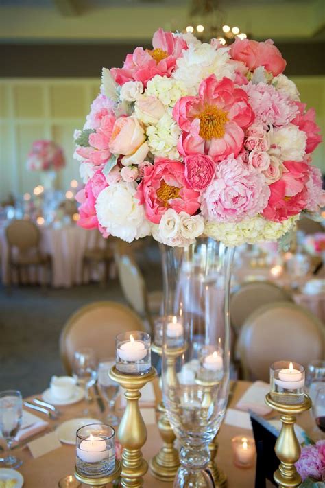 Tall, Lush Pink Peony Centerpieces