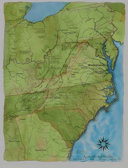 Werowocomoco on a map of the east coast Chillicothe, Piqua, Catawba ...