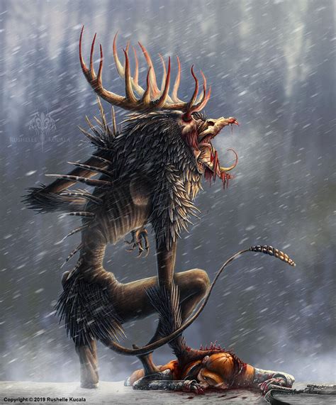 ArtStation - The Wendigo, Rushelle Kucala | Dark creatures, Monster ...