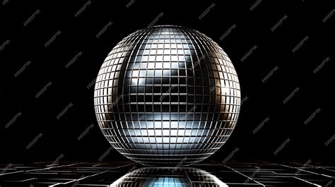 Premium AI Image | Silver disco ball on black background Disco ...