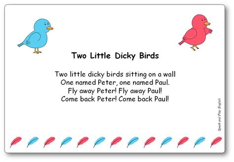 Comptine "Two Little Dicky Birds" | Comptines anglaises, Apprendre l ...