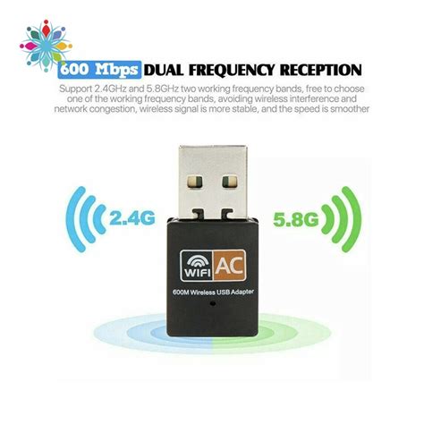 600 Mbps 2.4-5ghz USB Dual Band Wireless Adapter WiFi Dongle 802.11 AC ...