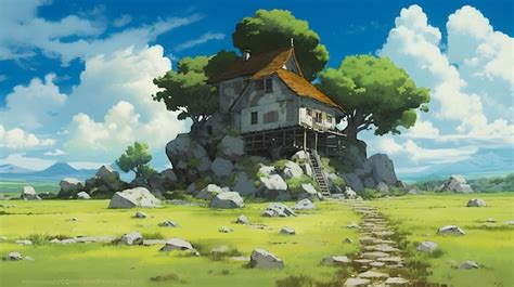 Premium AI Image | Anime Landscape in Studio Ghibli Style