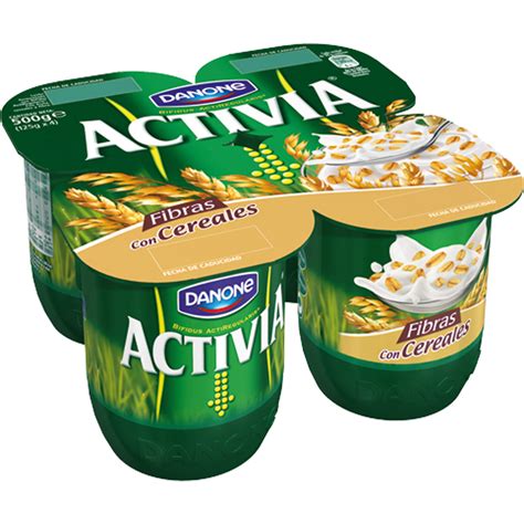 DANONE ACTIVIA yogur fibras con cereales pack 4 unidades 120 gr ...