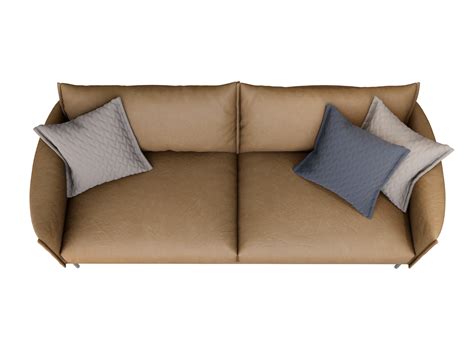 3d Furniture top view brown leather double sofa isolated on a white ...