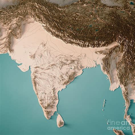 India Geographical Map 3d