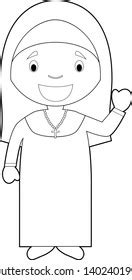 Easy Coloring Cartoon Vector Illustration Nun: เวกเตอร์สต็อก (ปลอดค่า ...