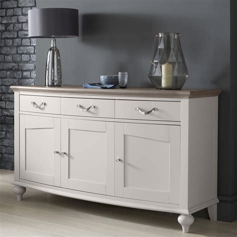 Montreux Grey Washed Oak & Soft Grey Wide Sideboard - Bentley Designs ...