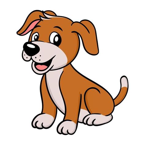 Ilustración de vector de dibujos animados lindo cachorro perro | Un ...