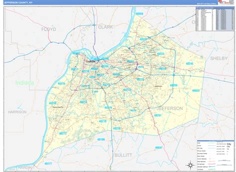 Jefferson County Wall Map Premium Style - marketmaps.com