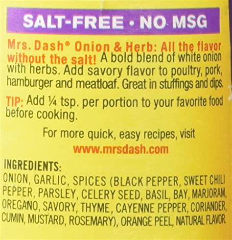 Mrs. Dash Onion & Herb All Natural Seasoning Blend 2.5 oz Food ...