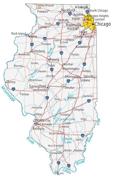 Map of Illinois - Cities and Roads - GIS Geography