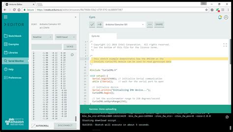 Arduino-er: First try Arduino Web Editor/Arduino 101 with Gyro example