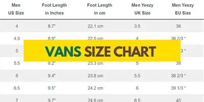 Vans Size Charts 101 (Men, Women, Kids, Toddlers, Infants)