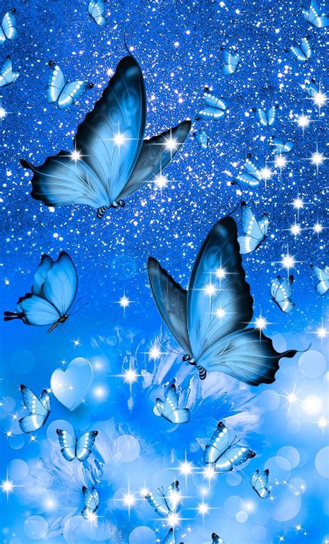 Blue Butterfly Wallpaper Aesthetic With White Background - Download ...