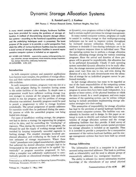 (PDF) Dynamic storage allocation systems