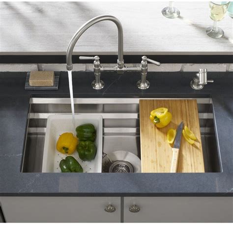 Prolific® 29" L x 17.75" W x 10.97" D Kitchen Sink with Accessories ...