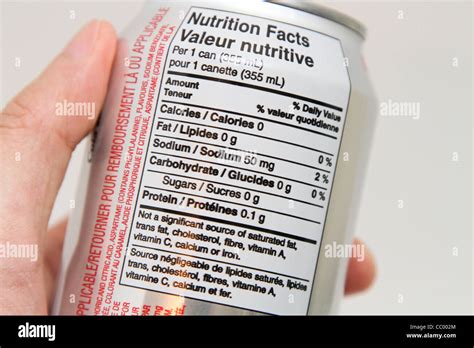 nutrition label diet coke can coca cola Stock Photo - Alamy