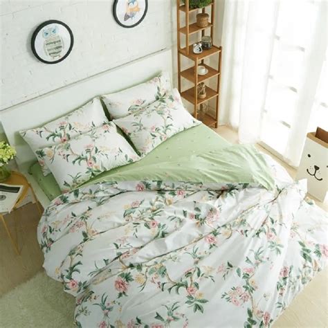 WINLIFE Rustic Floral Bedding Set 100% Cotton Duvet Cover Set American ...