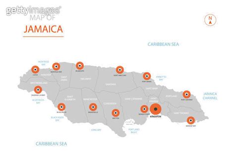 Jamaica map with administrative divisions. (1030303286) - 게티이미지뱅크