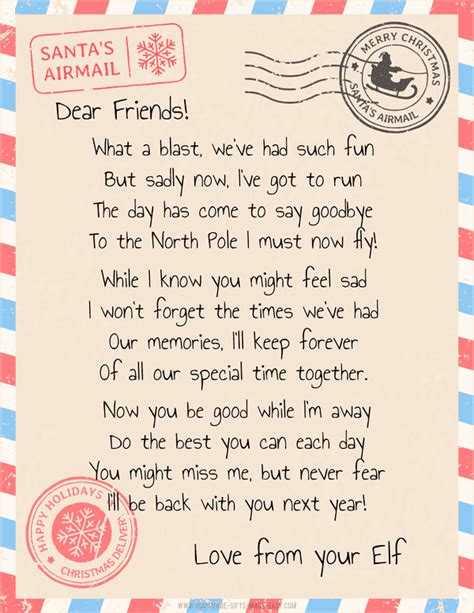 Free Printable Elf Goodbye Letters - Farewell from Elf On The Shelf!