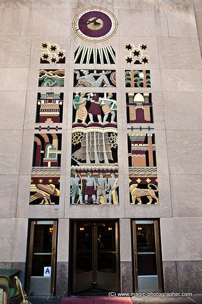 Art deco colorful sculpture relief entrance to 45 Rockefeller Plaza ...