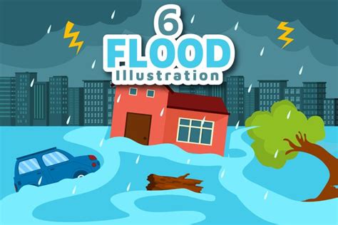 6 Floods Vector Illustration